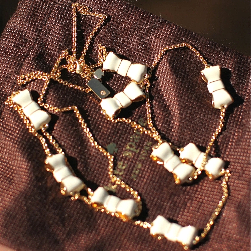 Kate Spade New YorkEnamel Mini Bow Station Necklace